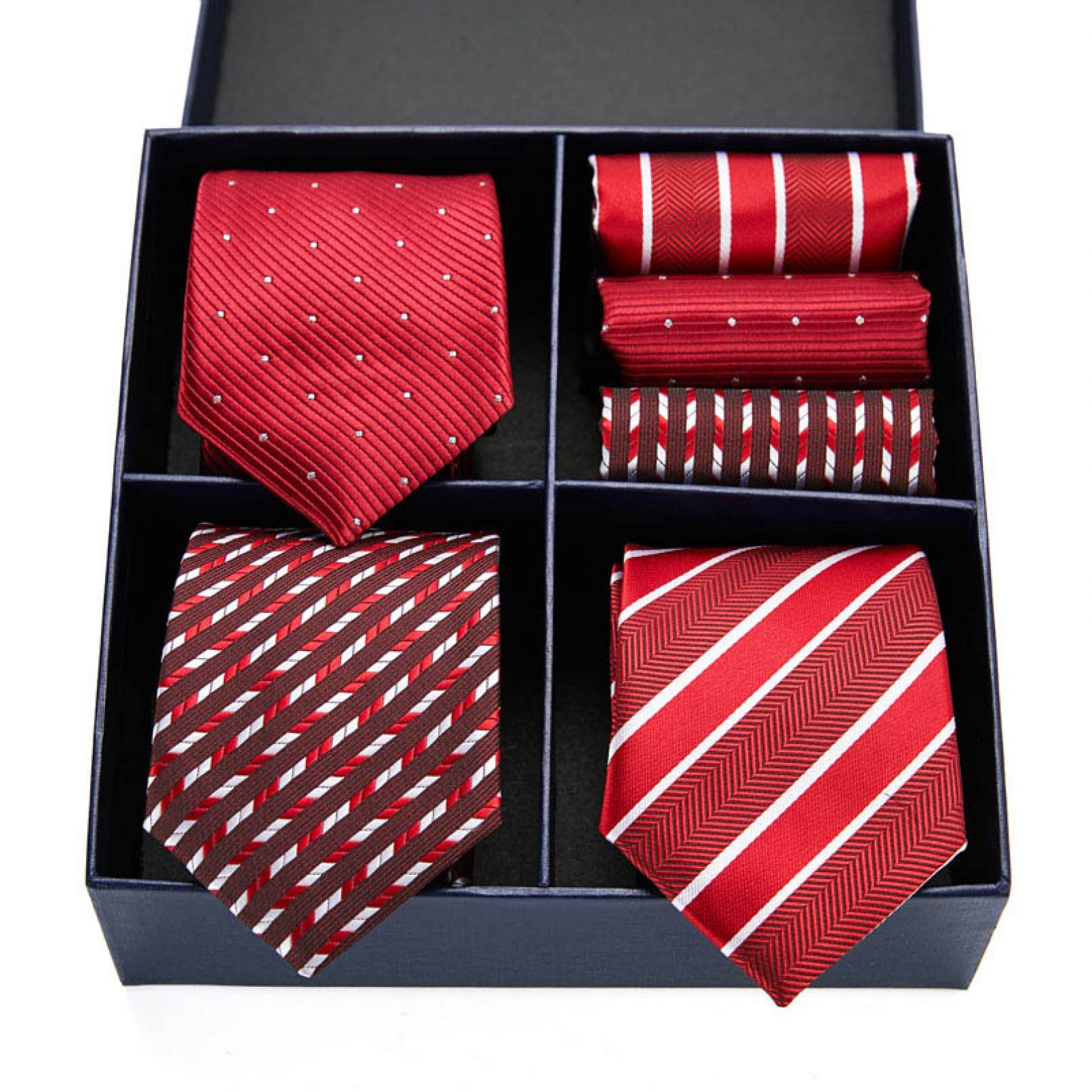 BAJIE Herren Krawatte Krawatten Set Seidenkrawatten Braun 3Farben Herren Krawatten Geschenkbox Set Krawatten Für Männer Krawatte Taschentücher