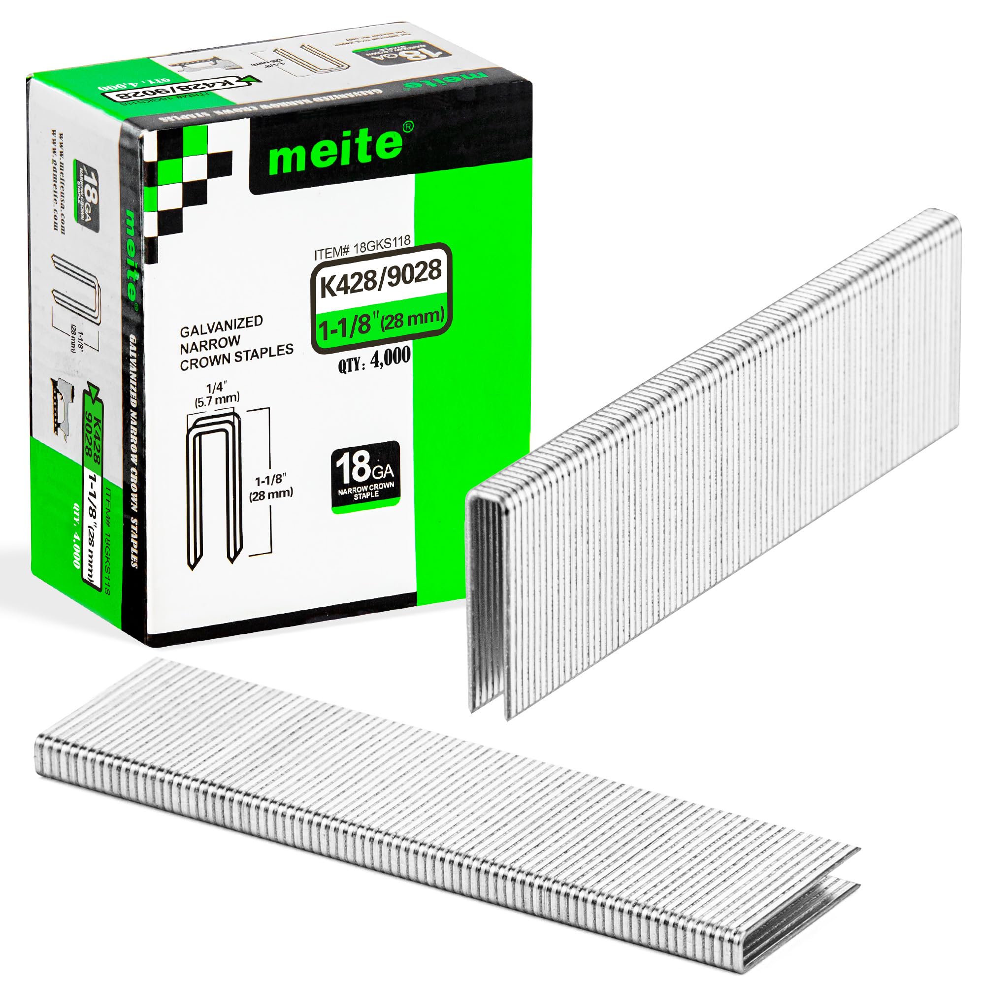 meite 18 Gauge 1/4-Inch Narrow Crown Staples, 1-1/4-Inch Length Heavy Duty Galvanized Upholstery Staples for Electric or Pneumatic Narrow Crown Stapler Guns (4,000 PCS) — Amazon image 11