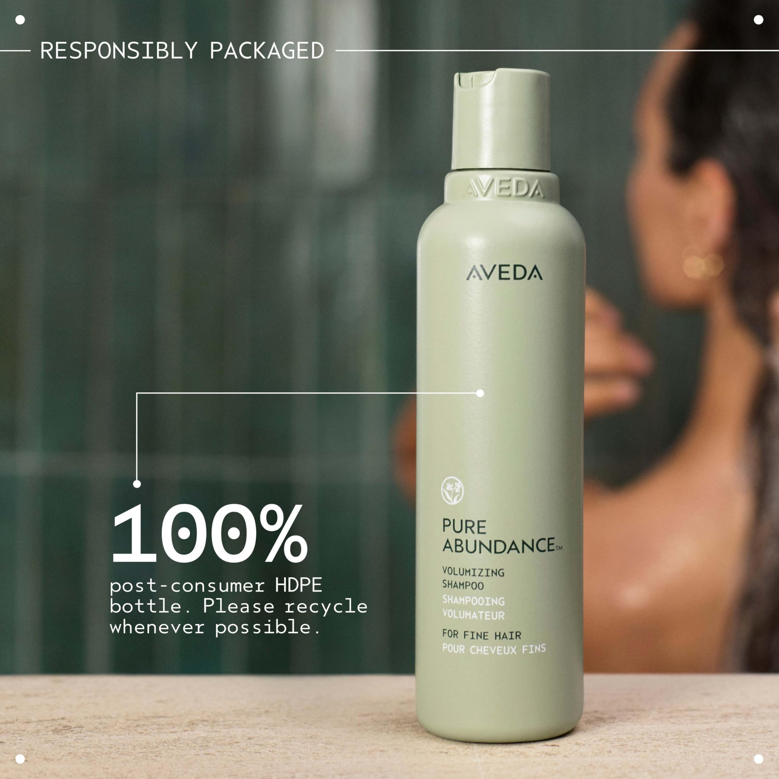 Aveda Pure Abundance Volumizing Shampoo | Shampoo For Fine Hair | Removes Product Build-Up And Excess Oil | 4X More Volume* | Notes of Jasmine, Peppermint, Pamarosa and Ylang Ylang