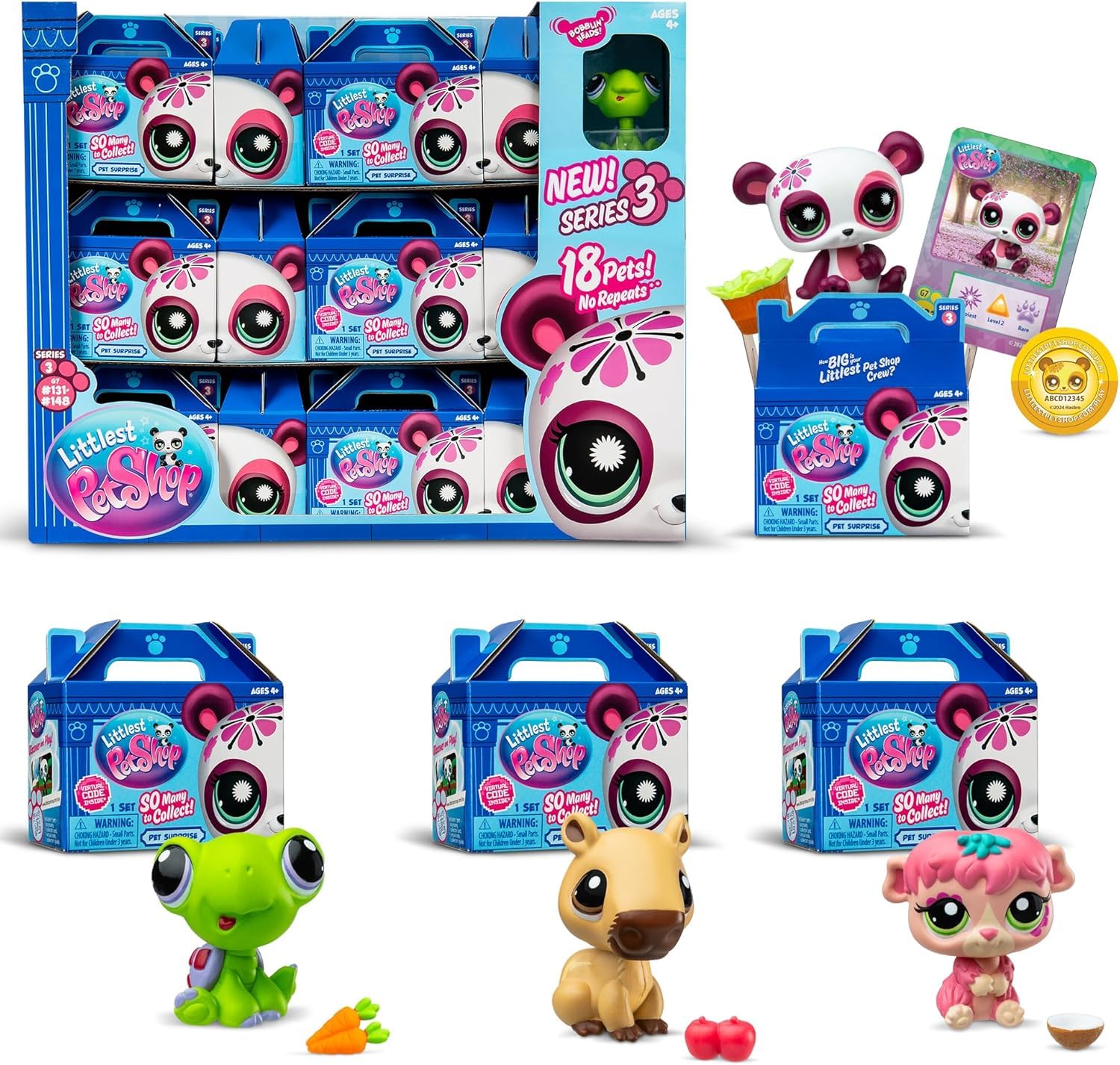Littlest Pet Shop Series 3 Pet Surprise Single Boxes x 18, 5cm (individual components)