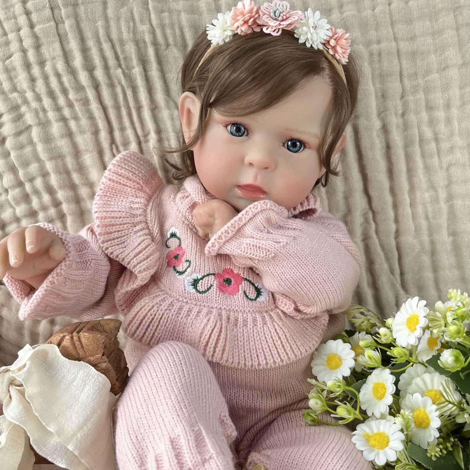 RXDOLL Realistyczne lalki Reborn Baby Dolls słodka twarz 50 cm realistyczna lalka noworodek dziewczyna miękka tkanina winylowa ciało urocza księżniczka Reborn maluch lalka zabawka dla dzieci prezenty