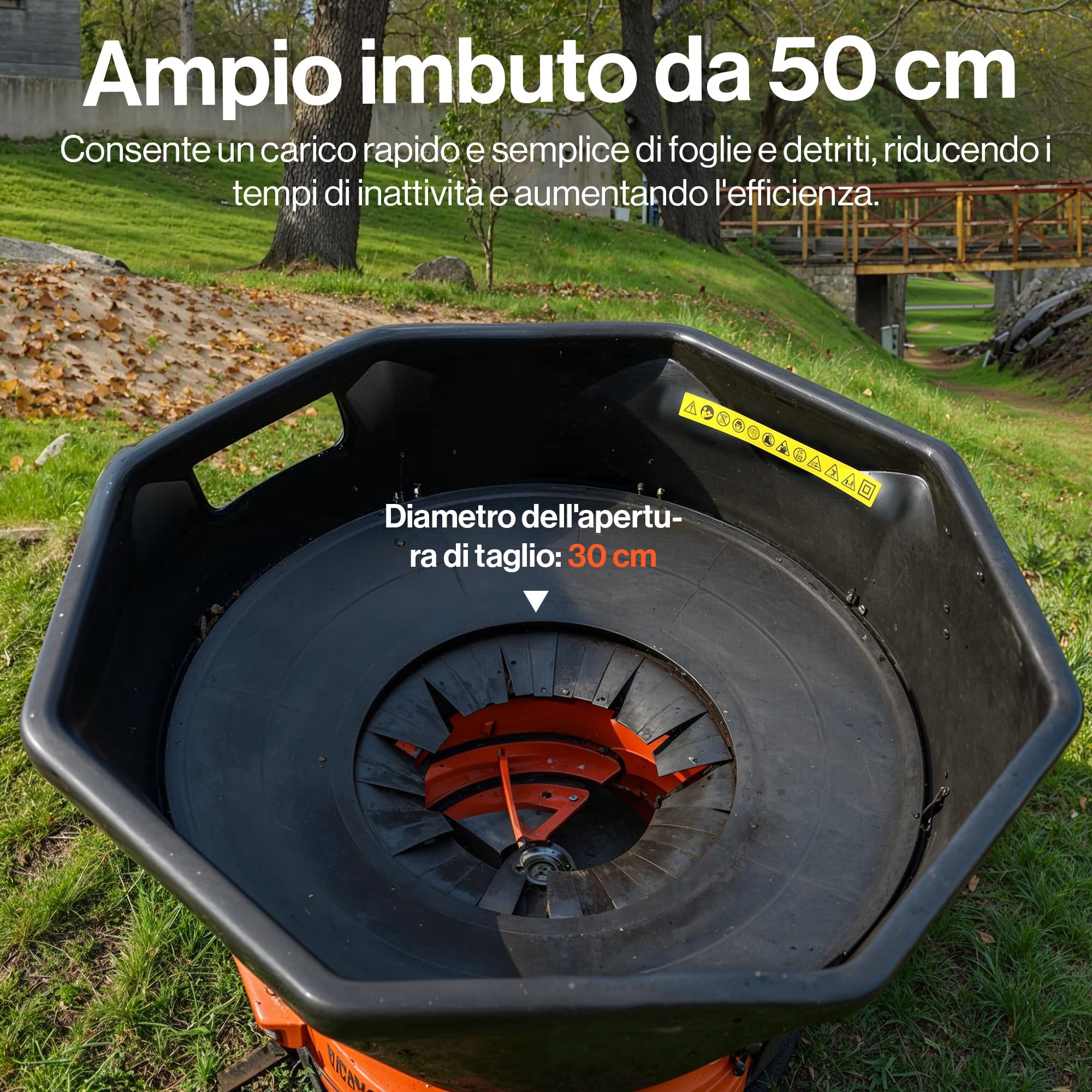 SuperHandy Mulcher & Broyeur sans lame per foglie da giardino – Motore da 1800W, Imbuto da 50 cm, Rapporto di triturazione 16:1, Sacco di raccolta da 80 L, Design leggero da 8,5 kg