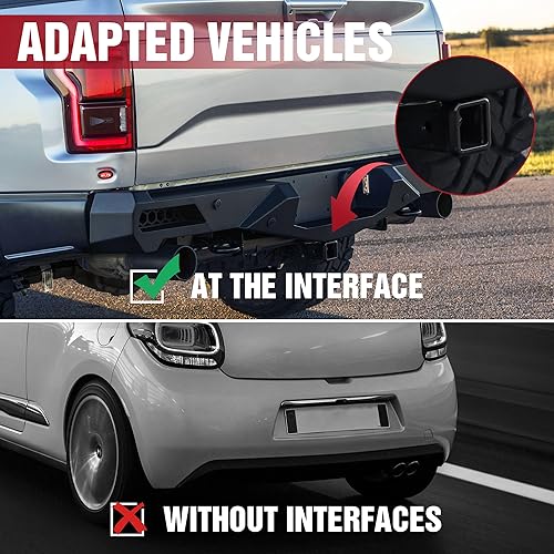 Miniatura 2 de Remolque universal con luz LED para receptor de 2 pulgadas, compatible con camionetas, cuatrimotos, SUV, camionetas, con pernos en U estabilizan y