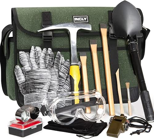 INCLY 15 PCS Geology Rock Pick Hammer Kit, 32oz Hammer