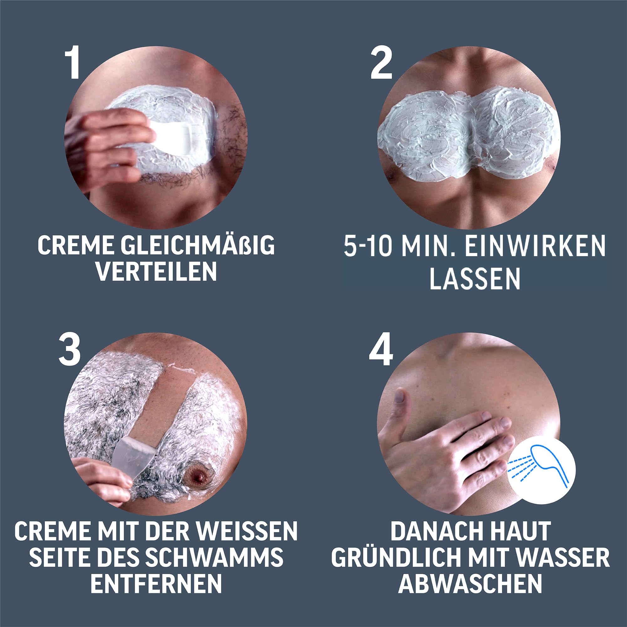 Veet Men Haarentfernungscreme für Oberkörper & Beine - Enthaarungscreme für Männer, Haarentfernung in 5-10 Minuten - 3x400 ml Spender inkl. Spatel
