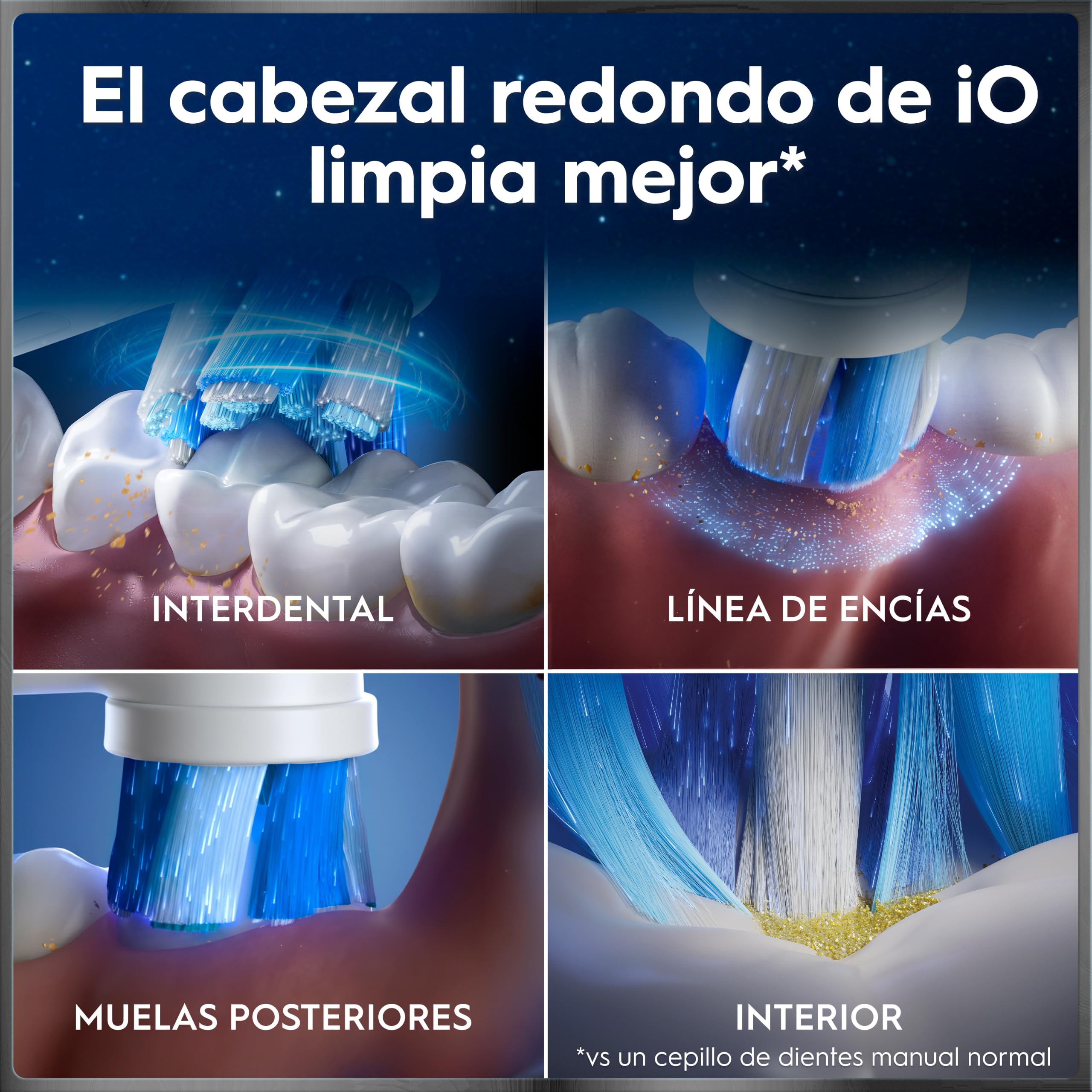 Oral-B iO 10 Cepillo de Dientes Eléctrico Blanco, con 3 Cabezales y 1 Estuche Cargador de Viaje, Diseñado por Braun