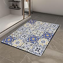 MAXOSHINE PVC Bathroom Mats Anti Slip | Water Absorbent Bath Floor Mat | Quick Dry Anti Skid Bathroom Mats for Home | Door Mat for Wet Area 40x60 Cm (Moroccan Blue)