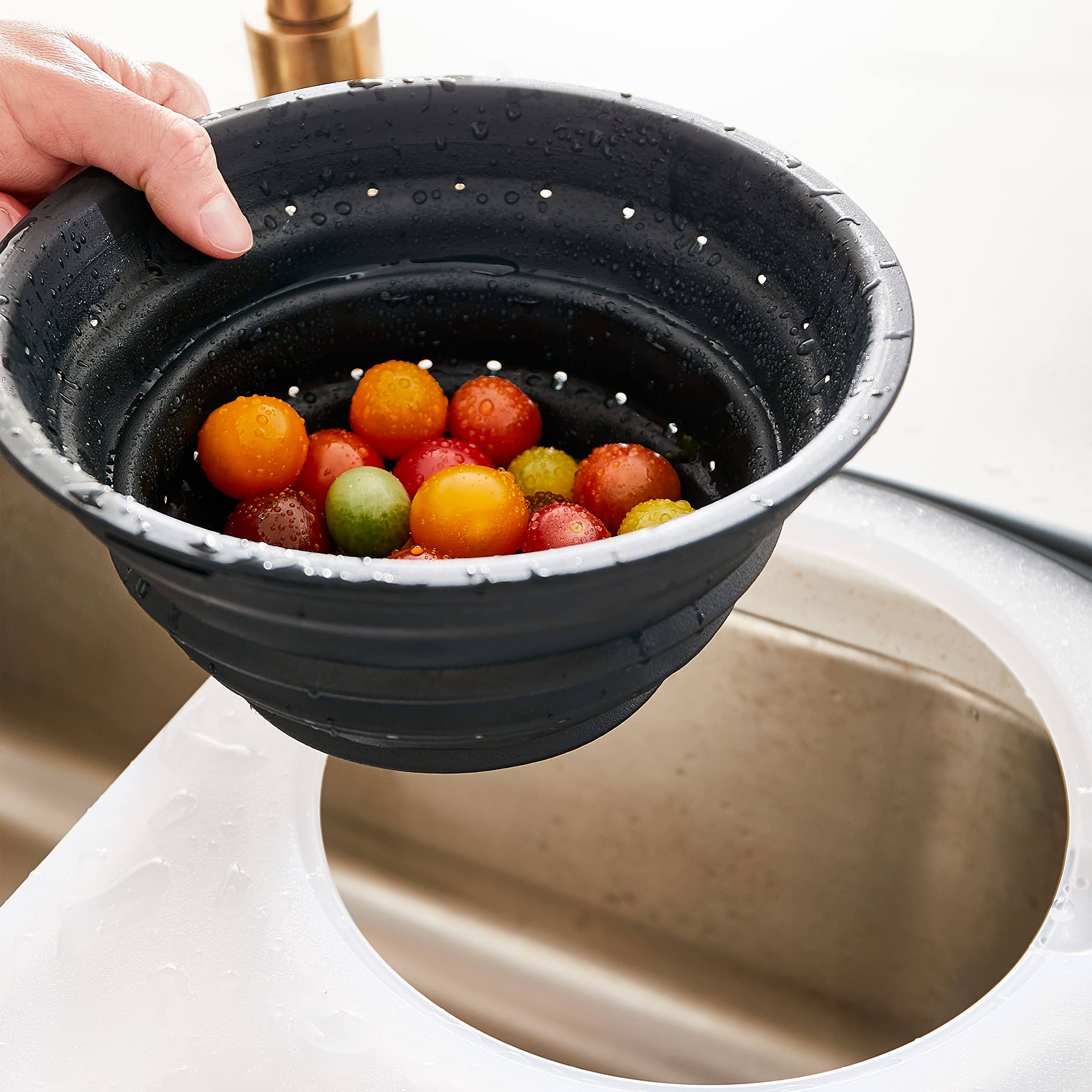 Amazon | Dexas シンク上ポリまな板 折りたたみ式ザルストレーナー付き