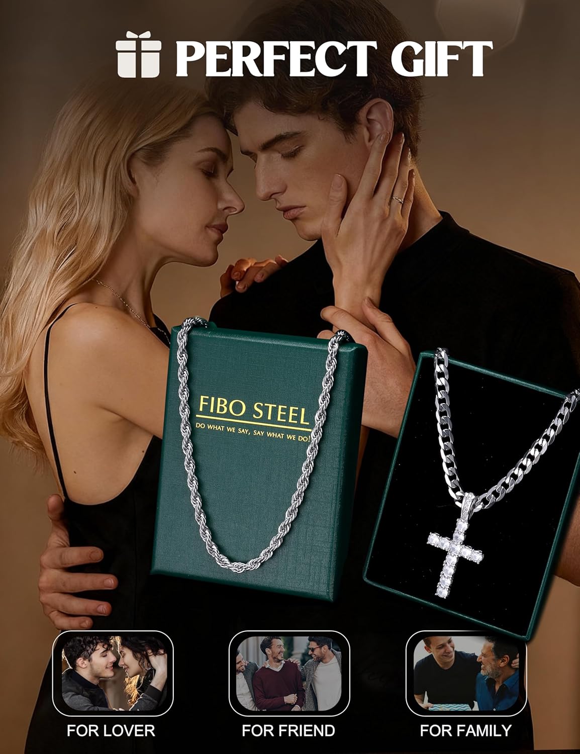 925 Sterling Silver Cross Necklace Men - CZ Cross Pendant Layered Necklaces Waterproof Stainless Steel Cuban Link Rope Chain Silver Necklace Stack Jewelry with Gift Box 16-30 Inches - Image 7