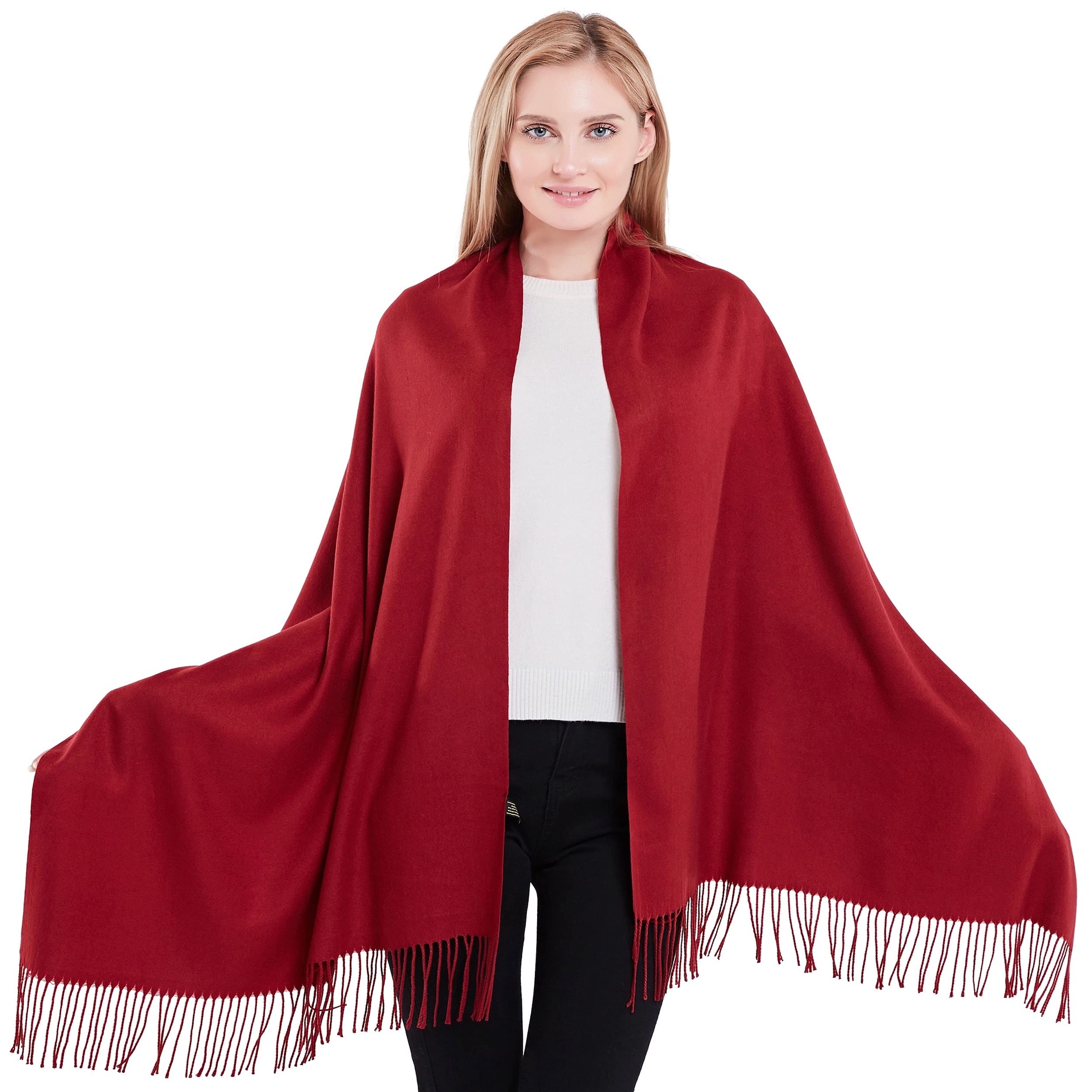 Cj Apparel Women's Burgundy Thick Solid Colour Design Cotton Blend Shawl Scarf Wrap Pashmina New, One Size, Pantone 229