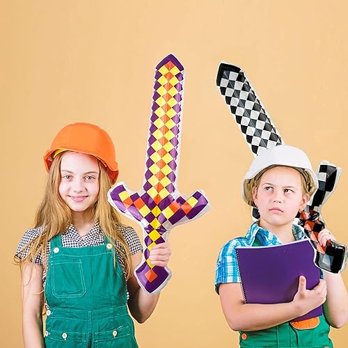 Miniatura 4 de Paquete de 36 espadas inflables de píxeles para manualidades, espadas inflables para niños, cumpleaños, Halloween, carnaval, cosplay, piscina,