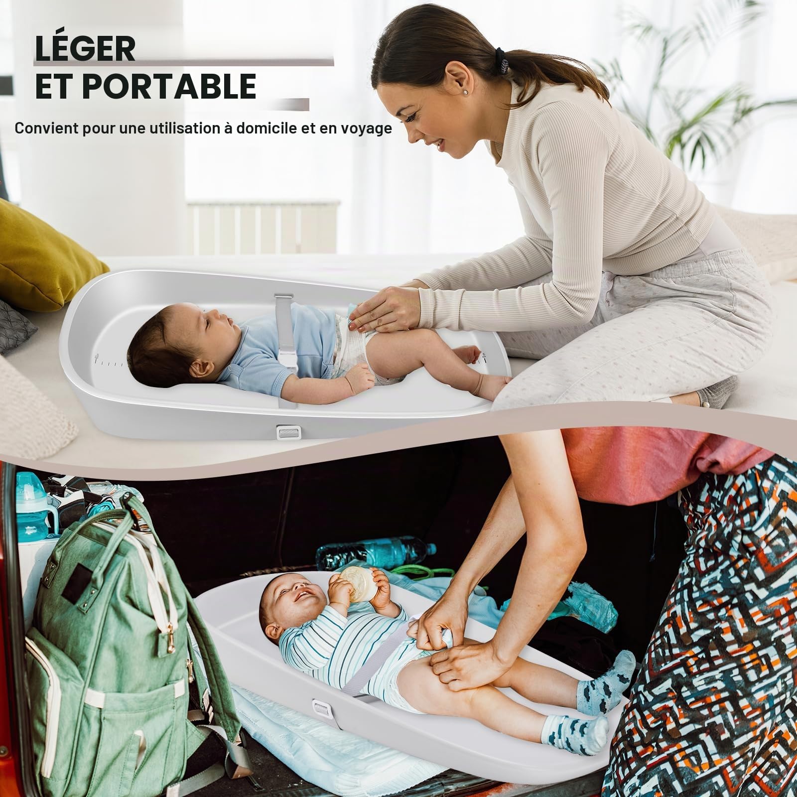 Matelas à langer portable MLRYH en EVA pour langer et commode, imperméable, doux, léger, design ergonomique pour bébé, gris