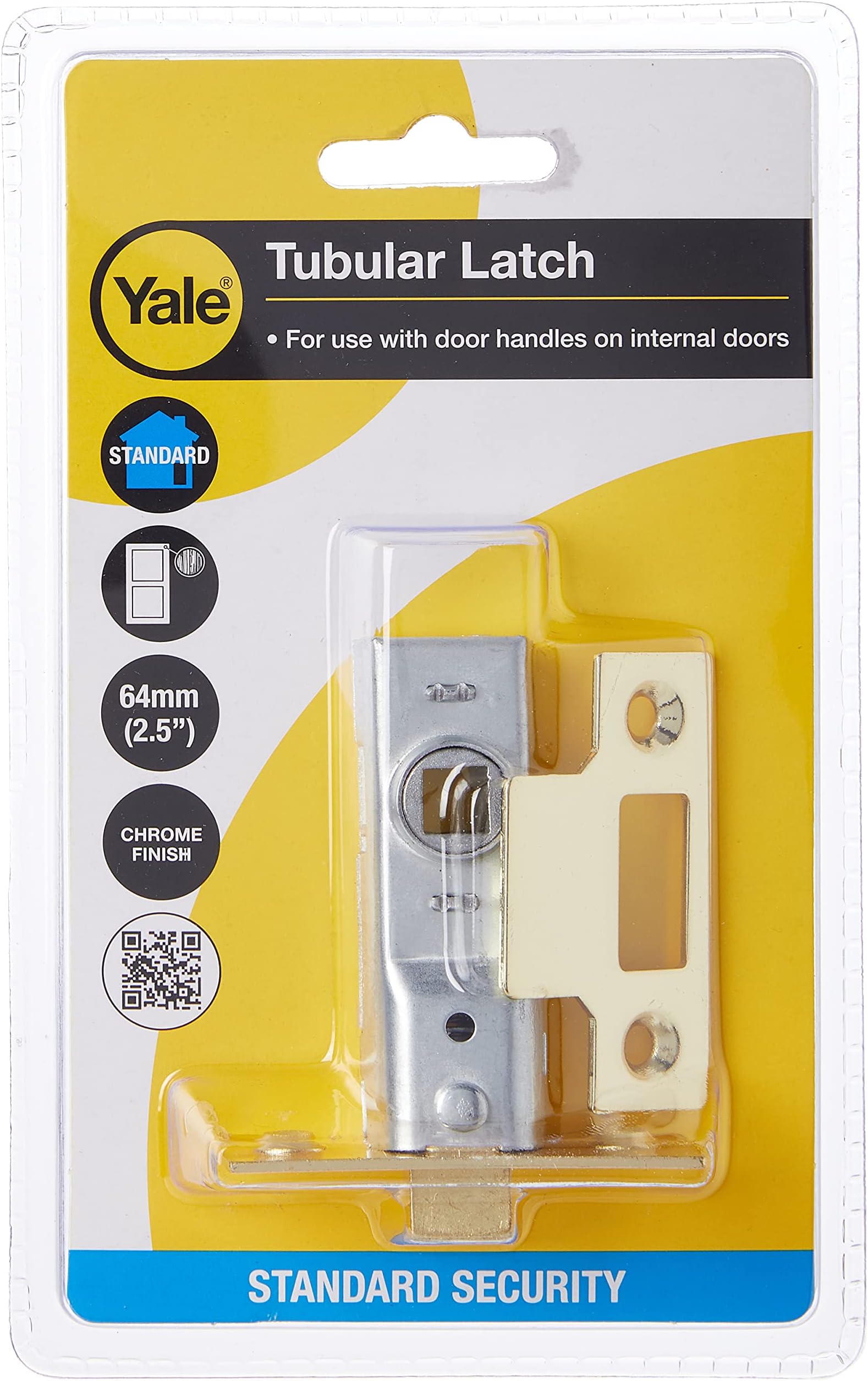 Yale P-M888-PB-64 Tubular Mortice Latch, Visi Pack, Suitable for Internal Doors, Brass Finish, 2.5 Inch/64 mm