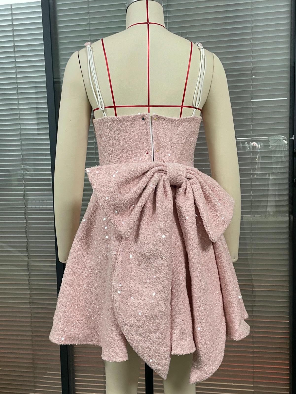 Vestito Donna Abito di Paillettes da Cocktail Abbigliamento Scintillante Sera con Prua-Bianco-XXL