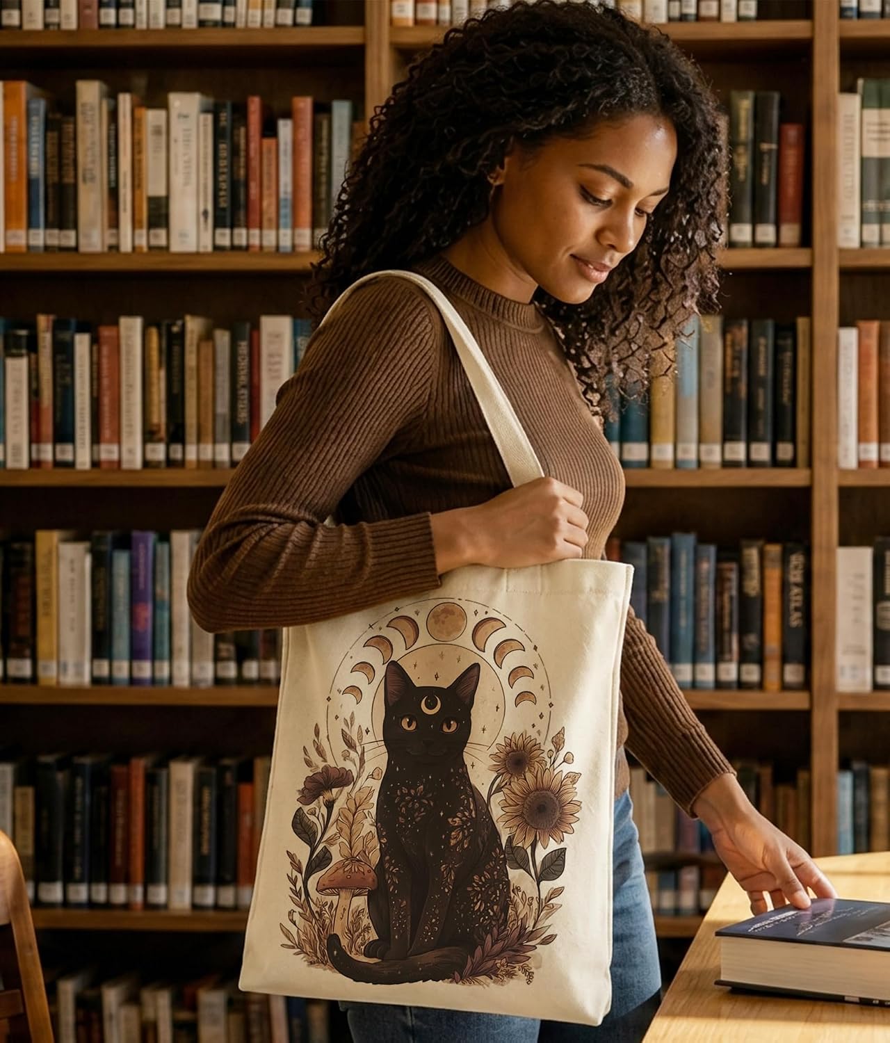 Aesthetic Cat Tote Bag for Cat Lover image 3