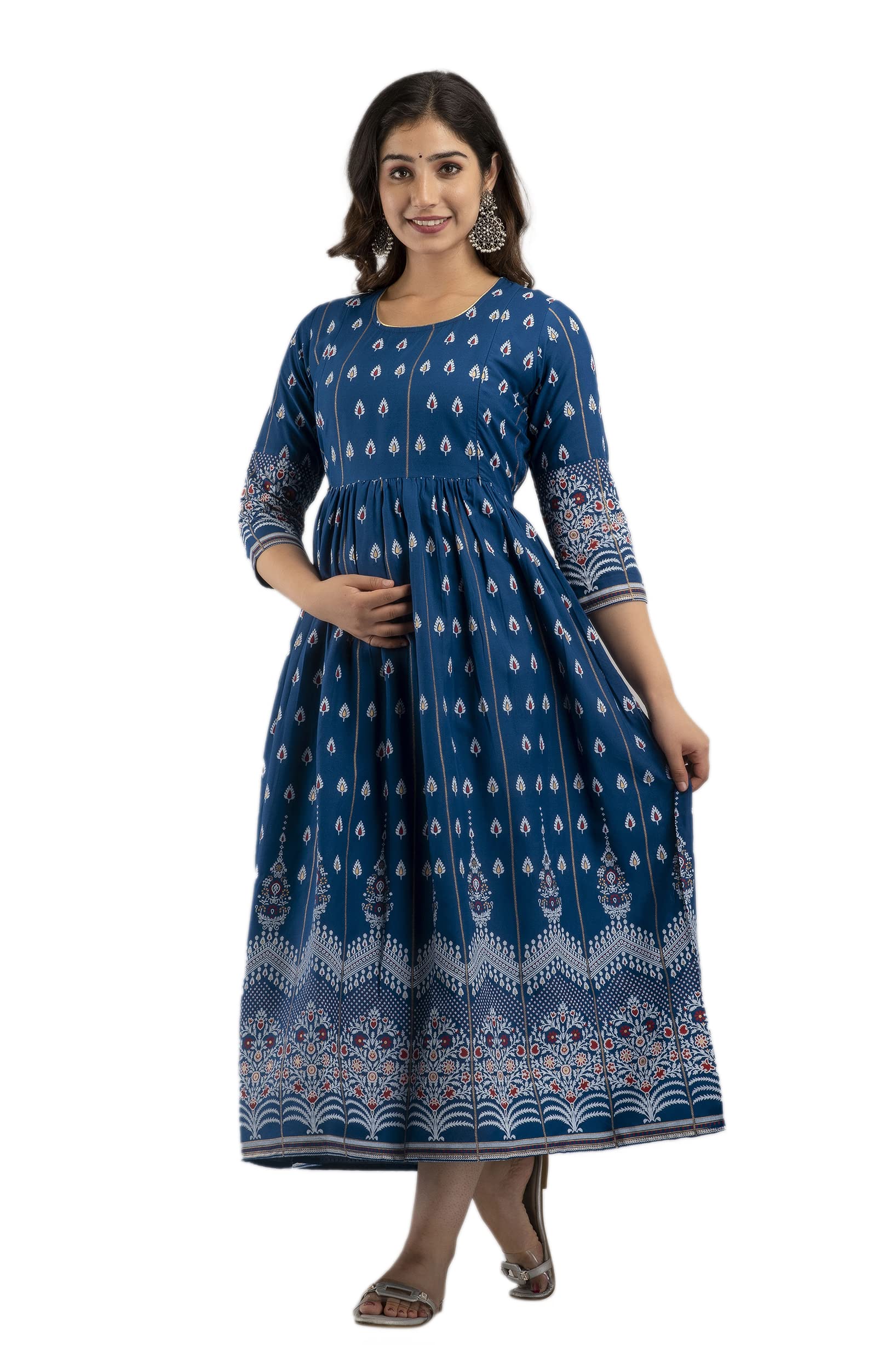 Devek Enterprises - Vestido de maternidad de rayón Anarkali para mujer, vestido de embarazo, vestido de alimentación fácil