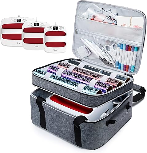 Miniatura 8 de Estuche de transporte de doble capa para Cricut EasyPress 2 (12 x 10), máquina de prensa de calor HTVRONT, bolsa de prensa térmica resistente,