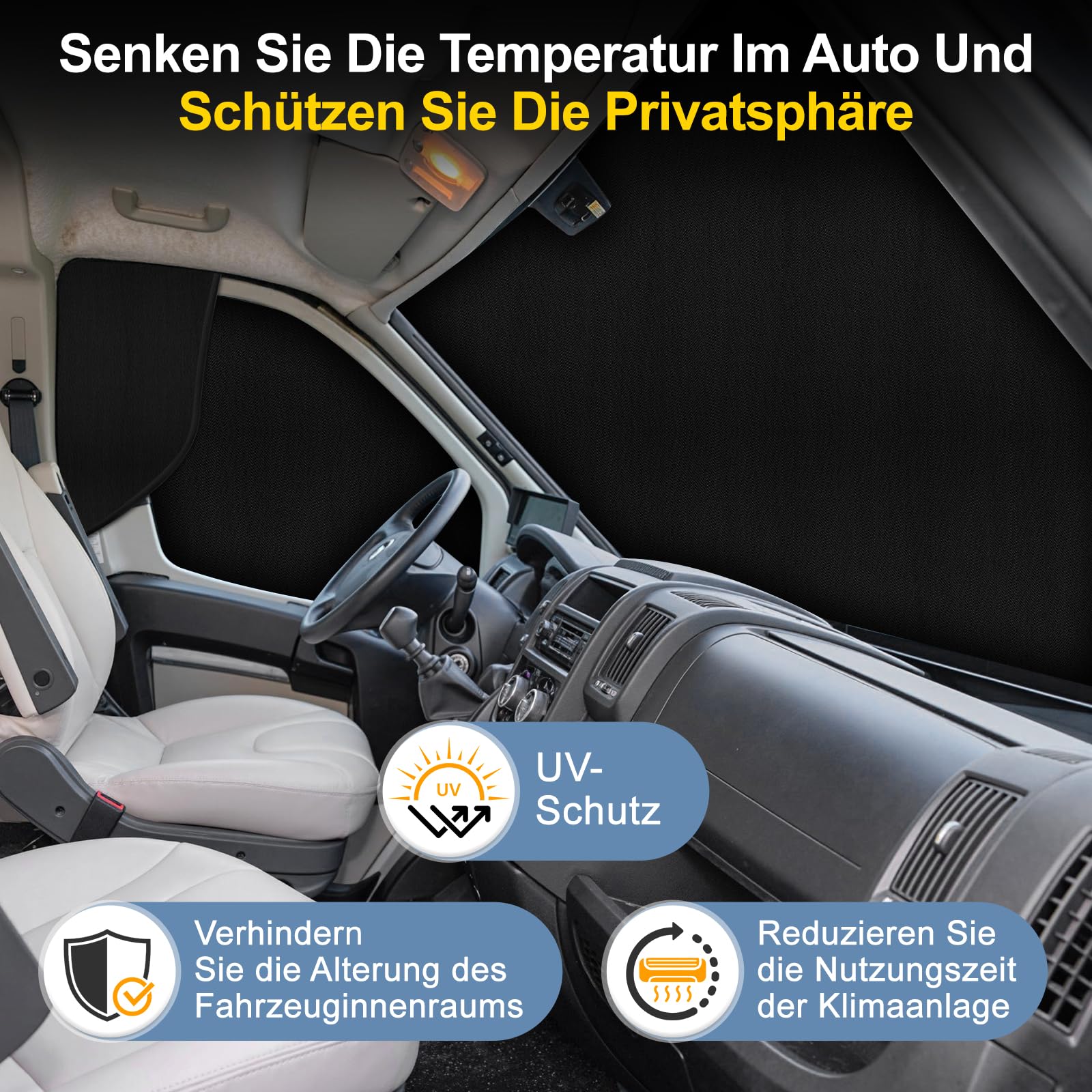 Sonnenschutz Frontscheibe Wohnmobil Außen Frontscheibenabdeckung Wohnmobil Frontscheibenabdeckung Ducato für F-iat Ducato UV-Schutz Wasserdicht schwarz