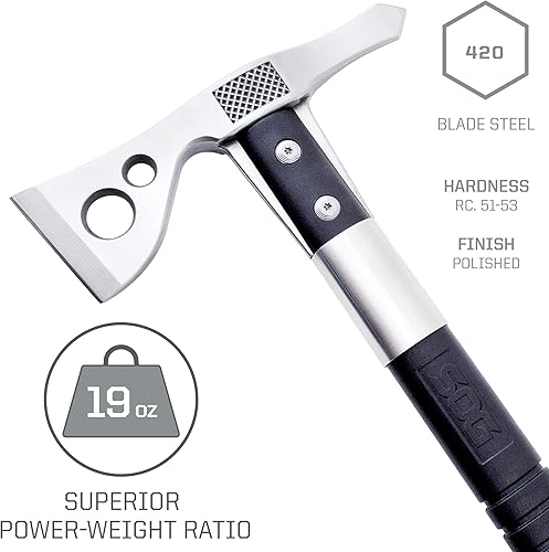 Miniatura 4 de SOG FastHawk Gear F06PN-CP hacha satén acero inoxidable 420 agarradera GRN funda de nylon hoja de 2 pulgadas