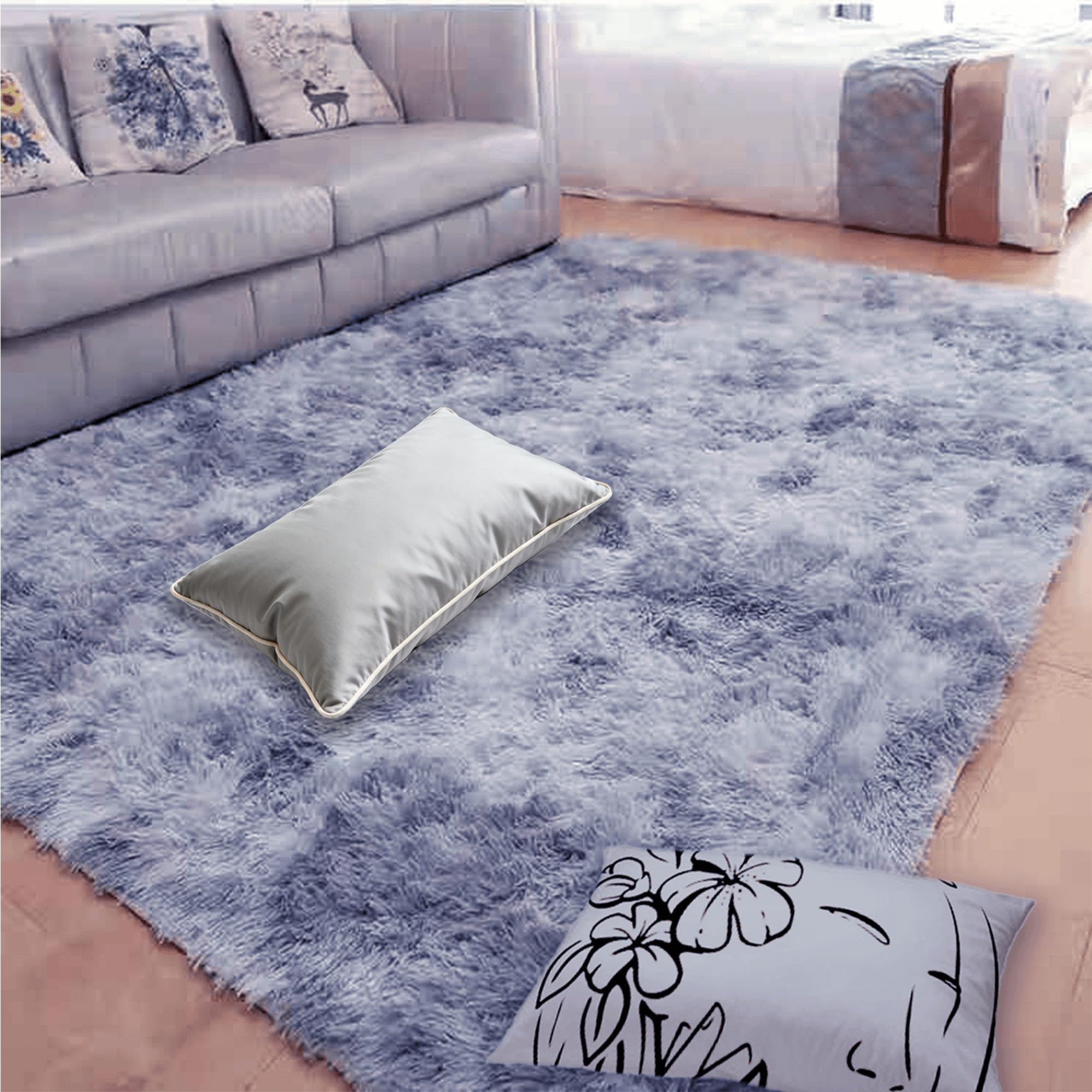 Tapis shaggy moelleux et lavable en machine pour un salon impeccable
