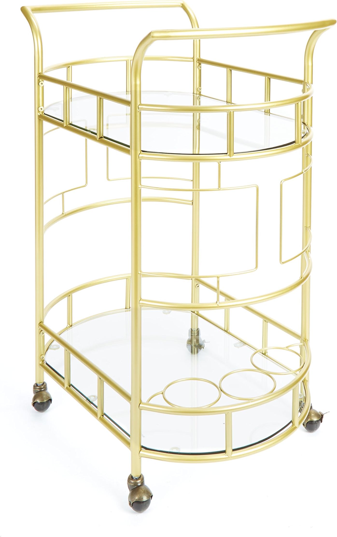 Silverwood Sinclair 2 Tier Metal and Glass Bar Cart, Gold