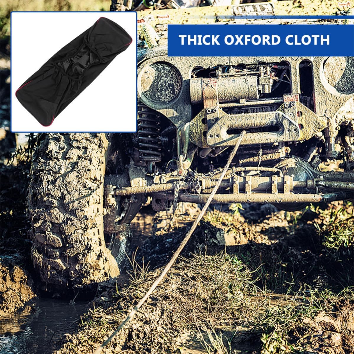 2pcs Heavy Duty Winch Protective Cover for Outdoor Road Use Black