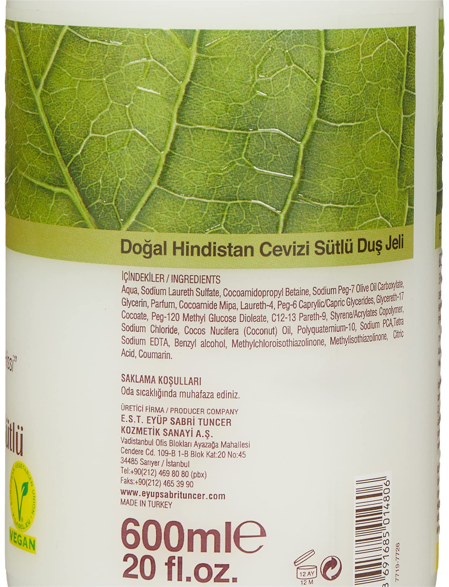 Eyüp Sabri Tuncer Doğal Hindistan Cevizi Sütlü Duş Jeli (600 Ml)