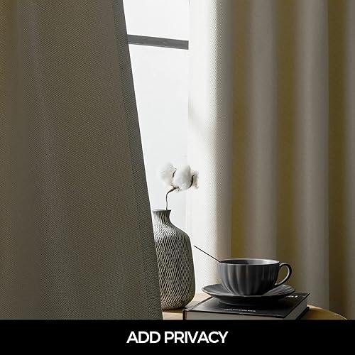 Miniatura 4 de Topfinel Cortinas pesadas con textura de lino sintético de 90 pulgadas de largo x 52 pulgadas de ancho, diseño superior para barras grandes,