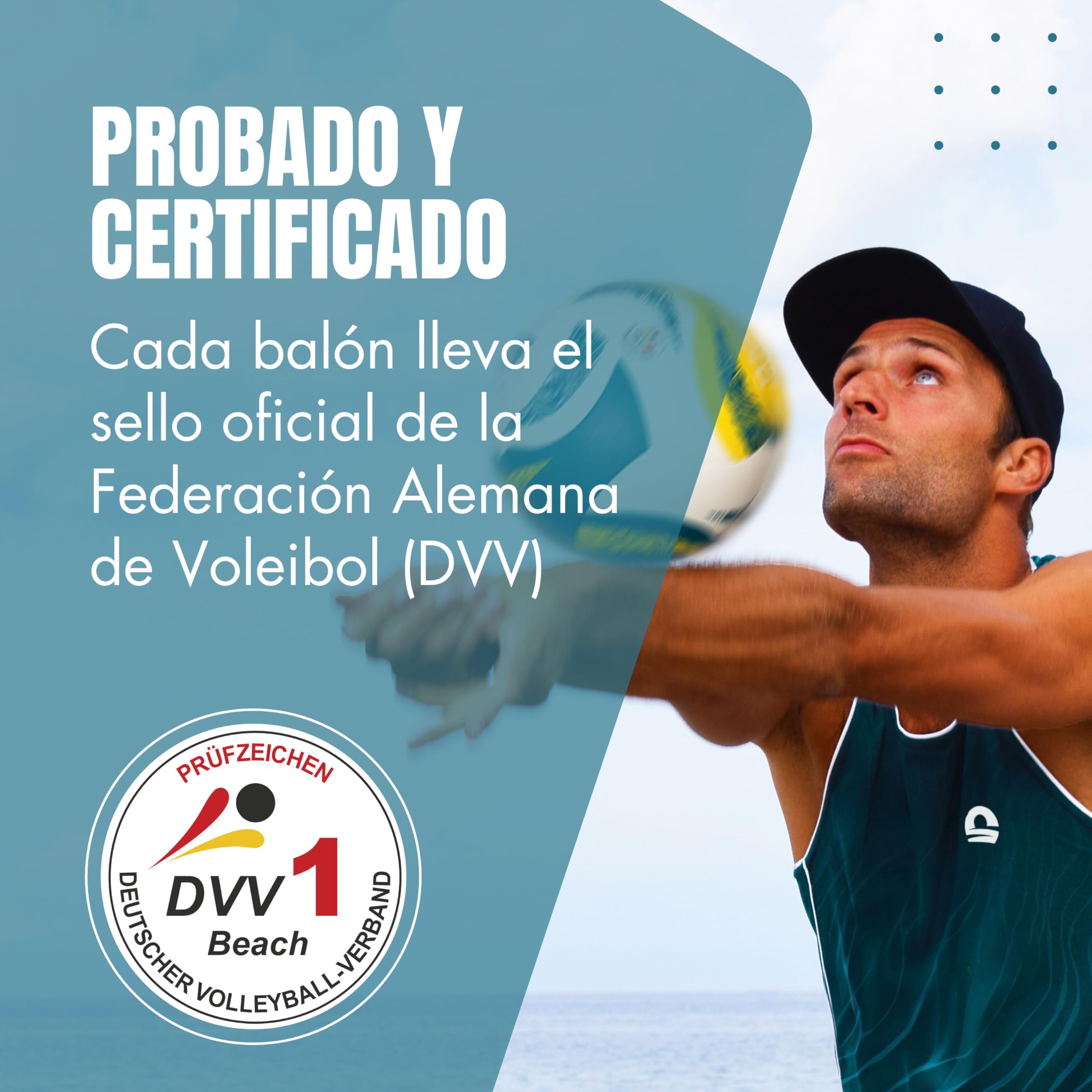 SunPro - Balón de Voleibol de Playa Oficial, confirmado DVV, tamaño 5, Superficie de Suave Microfibra de Poliuretano, para Playa y Deportes al Aire Libre, Idea de Regalo
