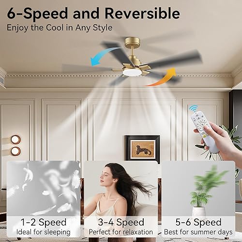 Miniatura 3 de Ventiladores de techo de 52 pulgadas con luces, ventilador de techo inteligente con luz y control remoto Alexa, aplicación, modernos ventiladores de