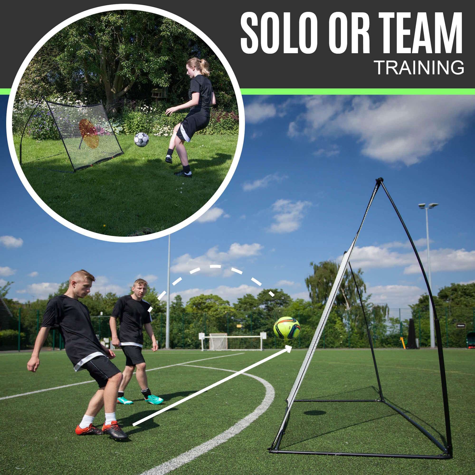QUICKPLAY Spot Target Football Rebounders - Ora in 3 taglie | Multi-Sport Ball Skills Training - con app di allenamento eCOACH gratuita