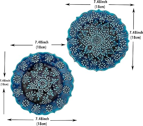 Miniatura 3 de Juego de platos decorativos turcos de 2-7.08 pulgadas (7.1 in) hecho a mano para decoración de pared colgante del hogar