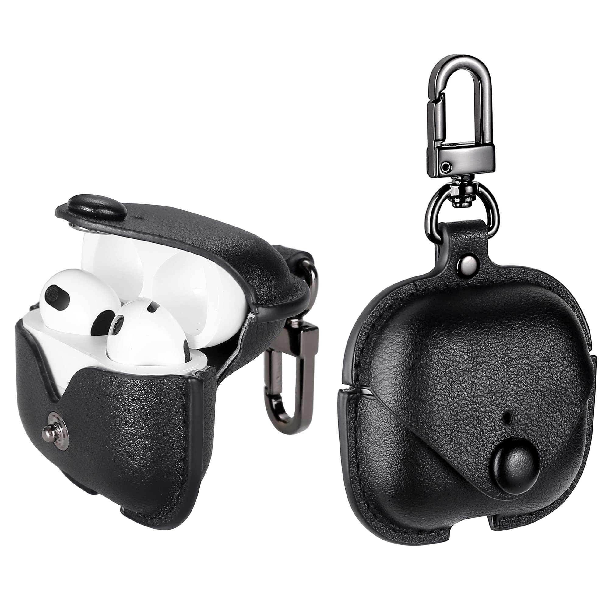 MODOS LOGICOS Case Cover for Air Pods 3 (2021), Leather Case with Secure Snap-Fastener Compatible with Apple AirPods 3rd Generation Charging Case -