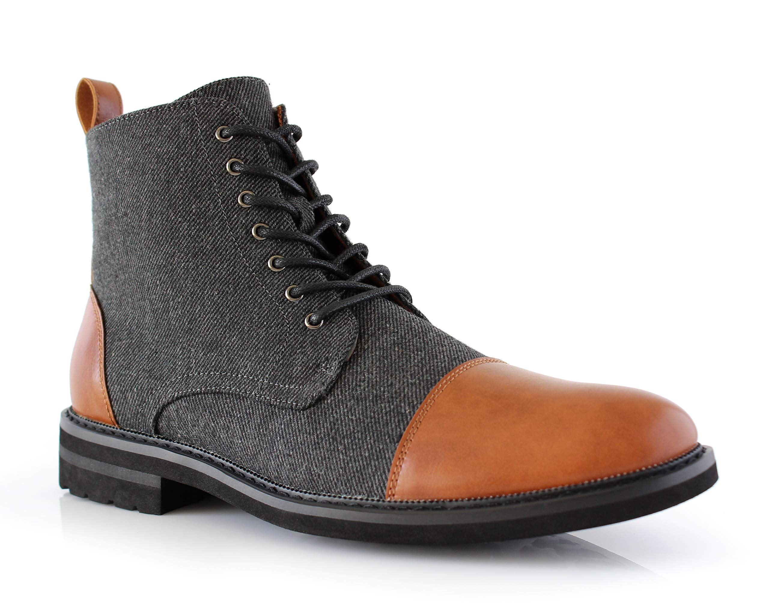 Polar FoxBrooke MPX806061 Grey Woolen and Leather Lace-up Fashion Chukka Boots with Zipper Closure