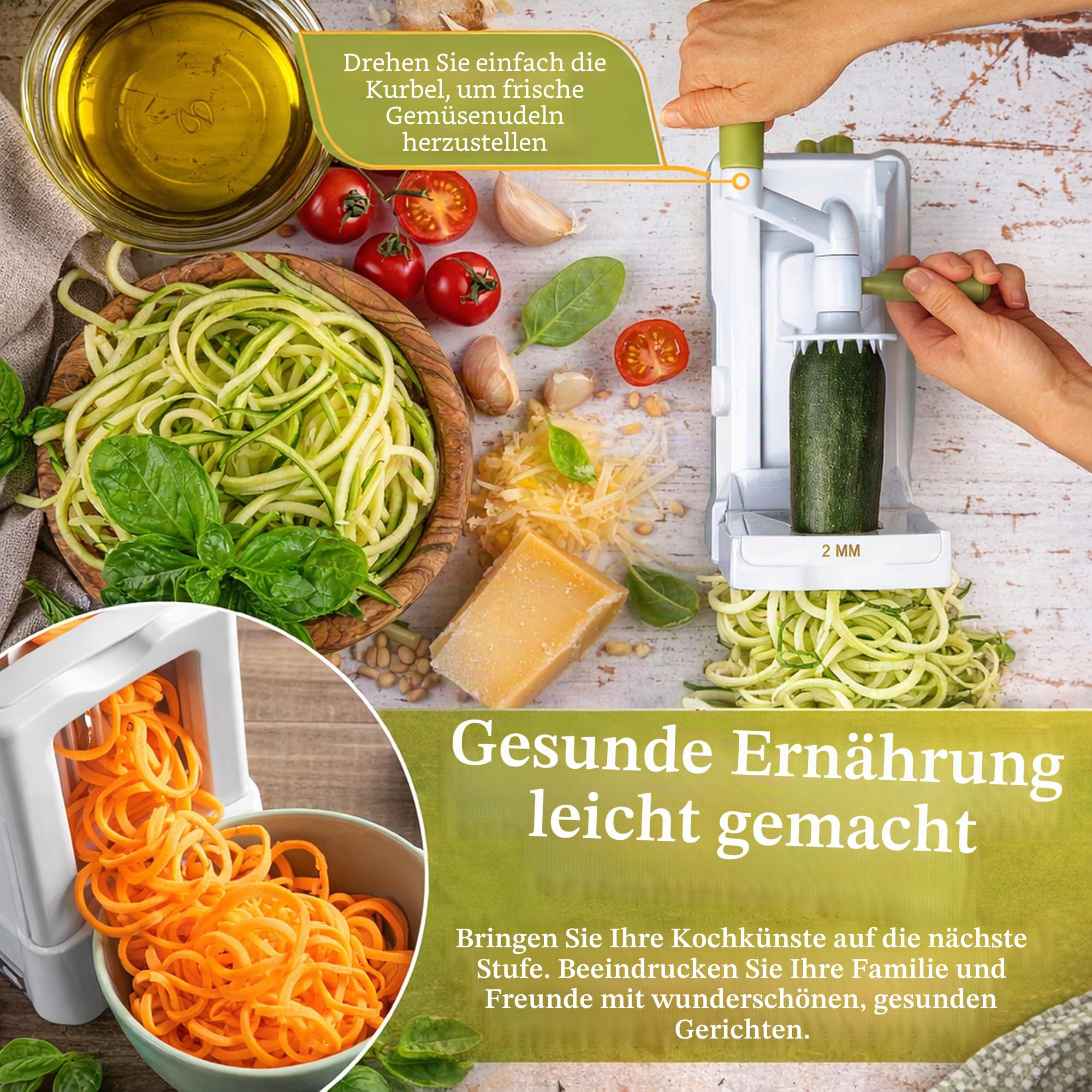 Brieftons BR-5B-02 Spiralschneider, 5 Klingen, robuster und robuster Spiralschneider für Gemüse und Spaghetti