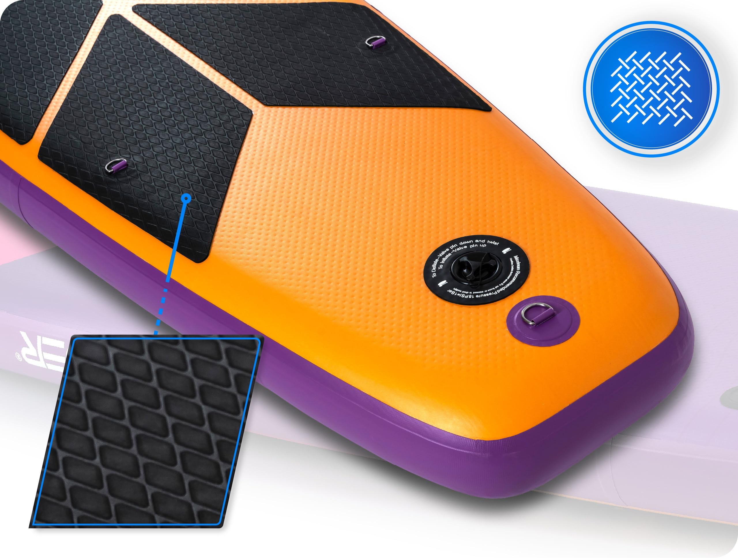 THUNDER Tabla de Sup Inflable 365 cm con Asiento de Kayak – Set de Stand Up Paddle con Bomba, Remo y Mochila – Touring Sup para Adultos y Principiantes hasta 150 kg