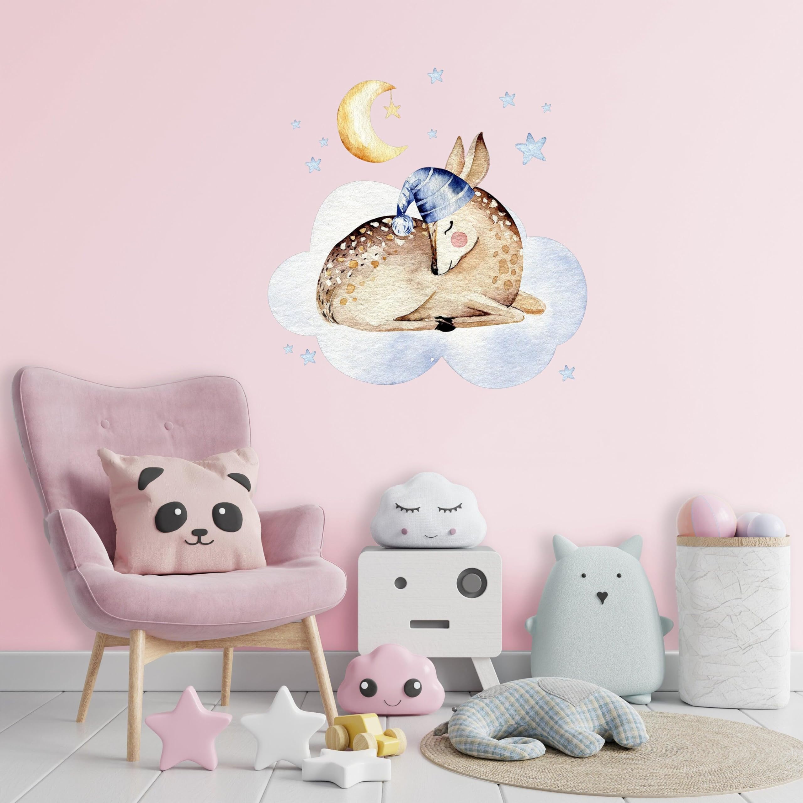 Adhesivo de pared para habitación de bebé, diseño de nube de animales, para habitación de niño y niña, certificado junior