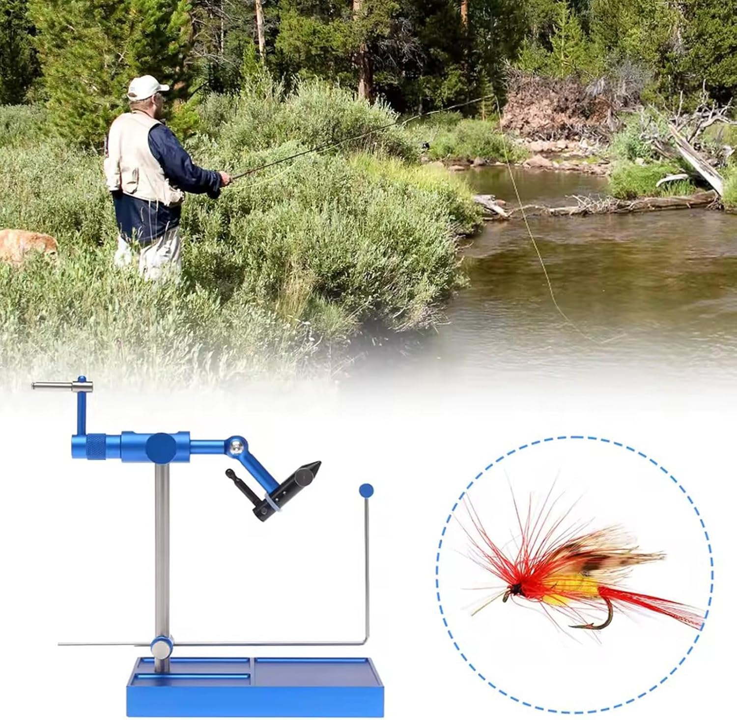 Rotary Fly Tying Vise - Adjustable Equipment for 28 to 4/0 Hook Sizes, Durable Design, Ideal for Fly Tying Enthusiasts