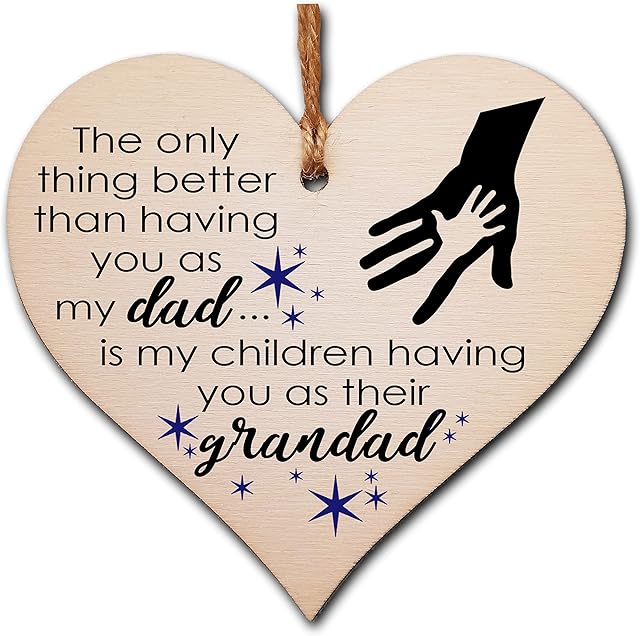 Handmade Wooden Hanging Heart Plaque Gift for Dad this Fathers Day Thoughtful Keepsake