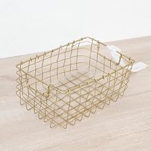 (Stylish Basket That Fits Your Life) Wire Basket, Storage Basket, Brass-Style, Rectangular, Square Shape, Width 7.5 inches (19 cm), Antique Small Size, Citore