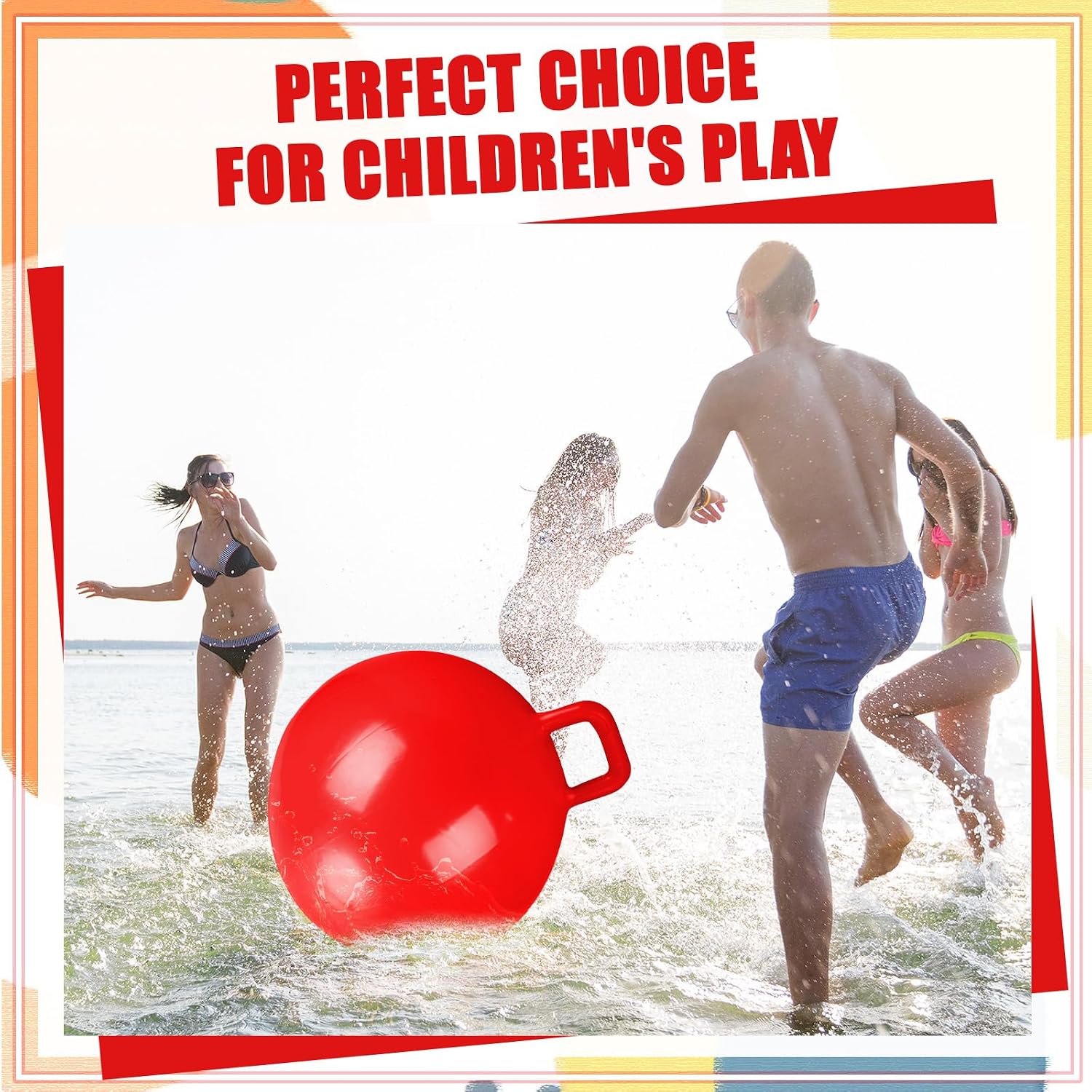 Gemscream Kids Hopper Ball Bouncy Ball with Handle,29 Inch,Red | Jumping Toy for Toddlers Boys Girls Jumping Hopping Exercise Indoor Outdoors Sports Exercise School Games Gifts