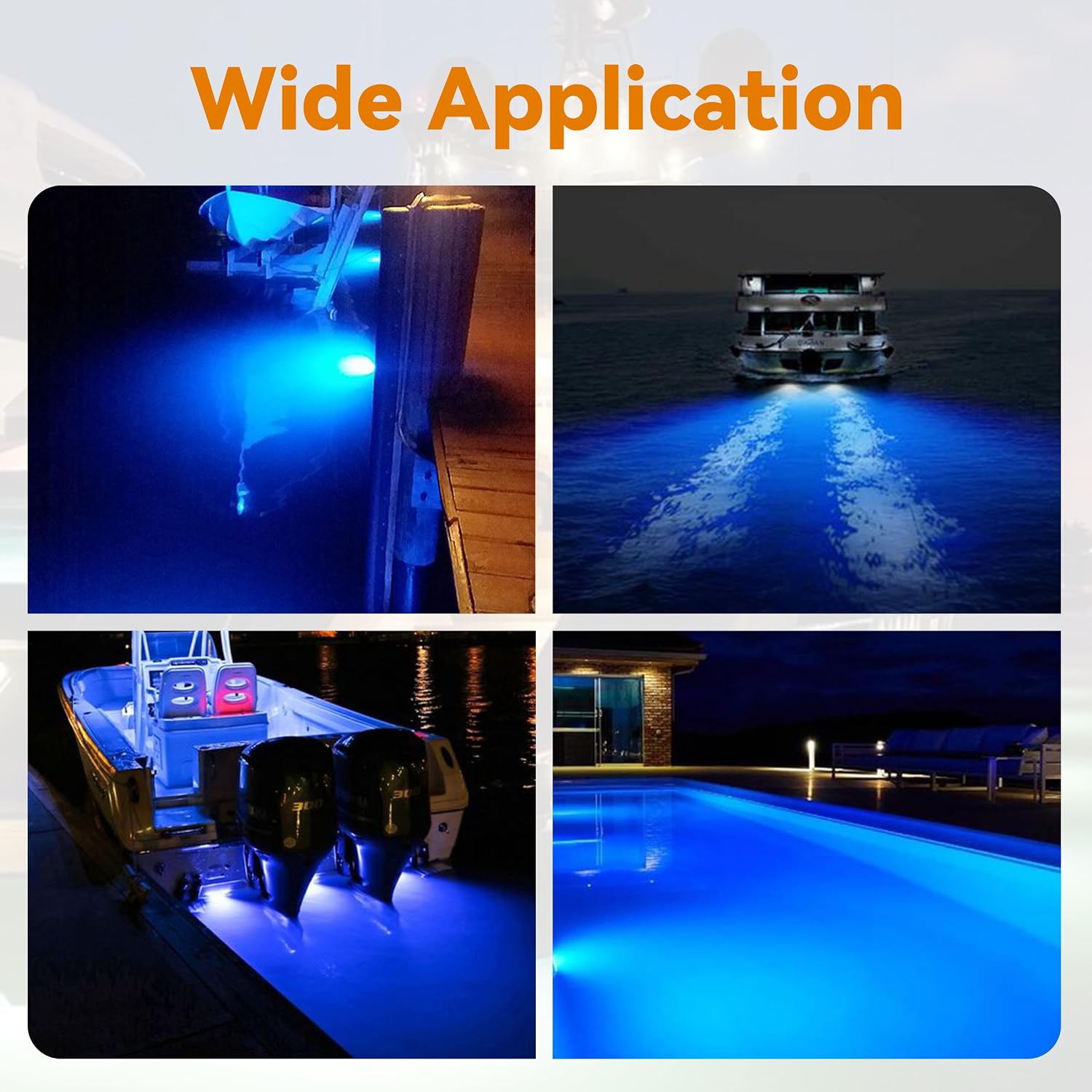 RVZONE 4.6in Underwater Lights for Boat IP68 Waterproof Marine Led Lights for Boats 1800LM 316 Stainless Steel Boat Led Lights for Transom Pool Courtesy Deck Interior Lights (54 LED Blue, 2 pcs)