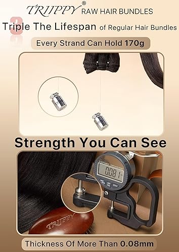 Miniatura 6 de TRIIPPY Paquetes de cabello humano crudo, triple vida útil que el cabello virgen normal. N 1 en ventas de paquetes de cabello crudo (18, 20, 22