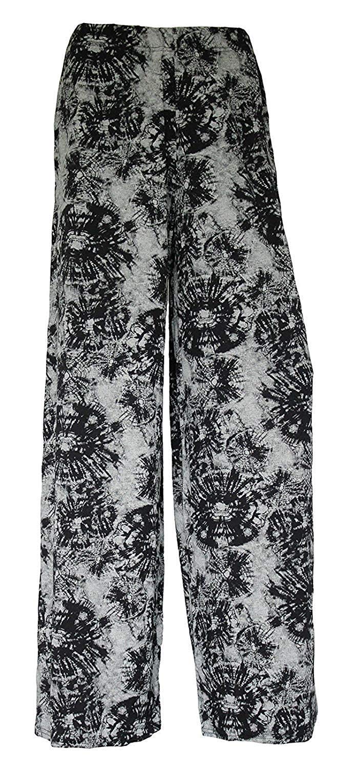 WearAll Ladies Palazzo Wide Leg Flared Elasticated Stretch Plus Size Plain Trousers Tie Dye Web 20-22