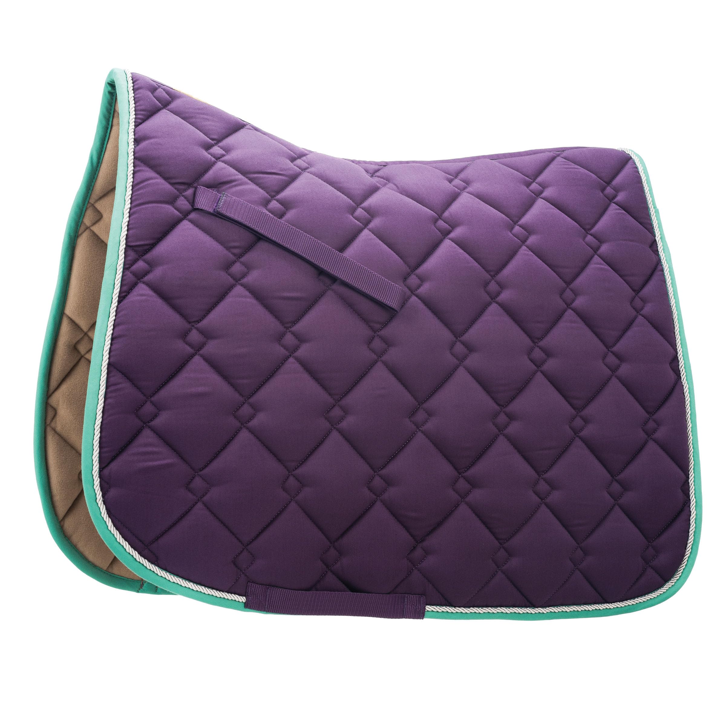 Roma Ecole Double Diamond Quilt Dressage Saddle Pad, Purple/Silver/Mint, Full