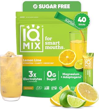 IQMIX Sugar Free Electrolytes Powder Packets, Lemon Lime 40ct