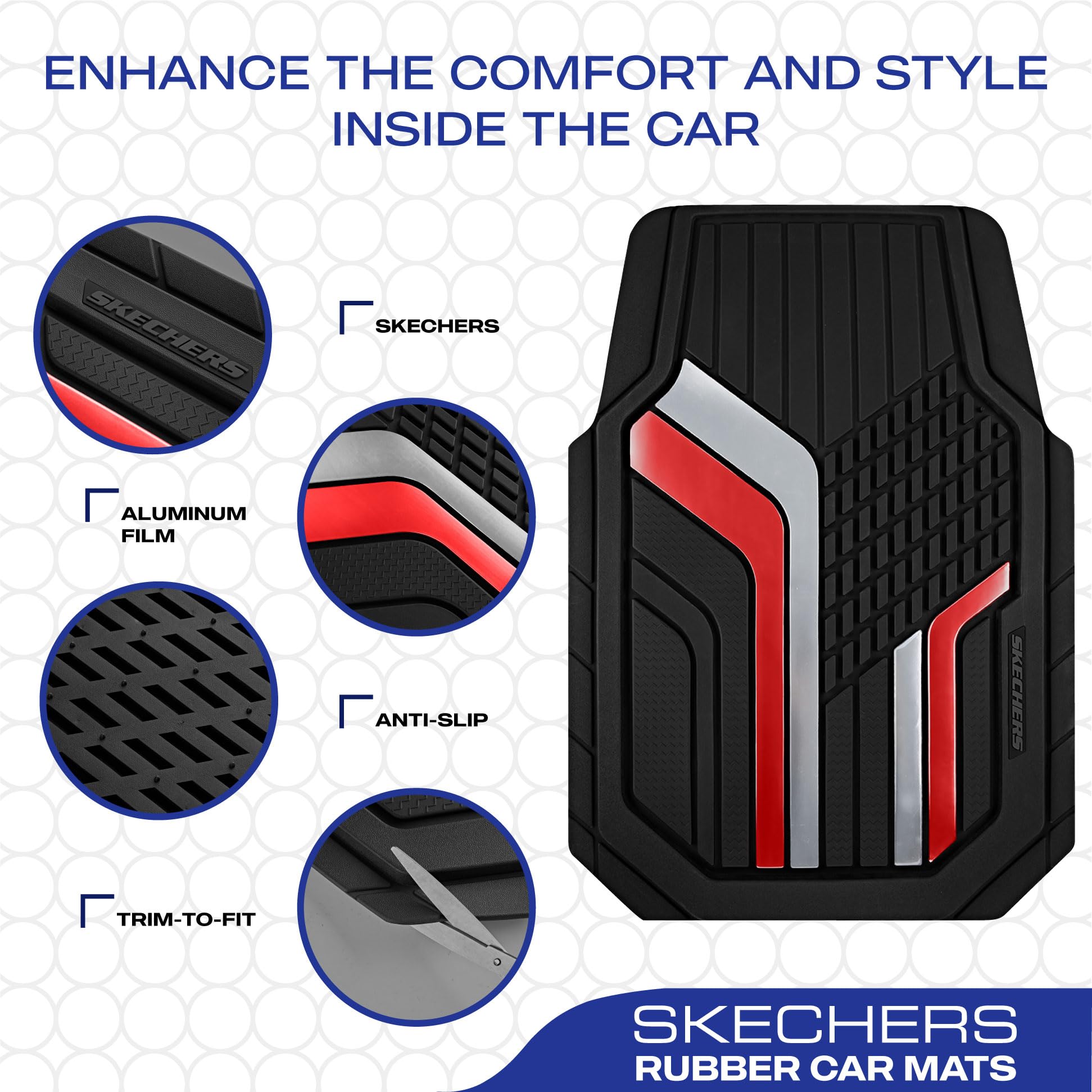 Skechers Heavy Duty Rubber Car Floor Mats Dual Color Design Floor Mats All Weather Car Mats Waterproof Trim — view 4