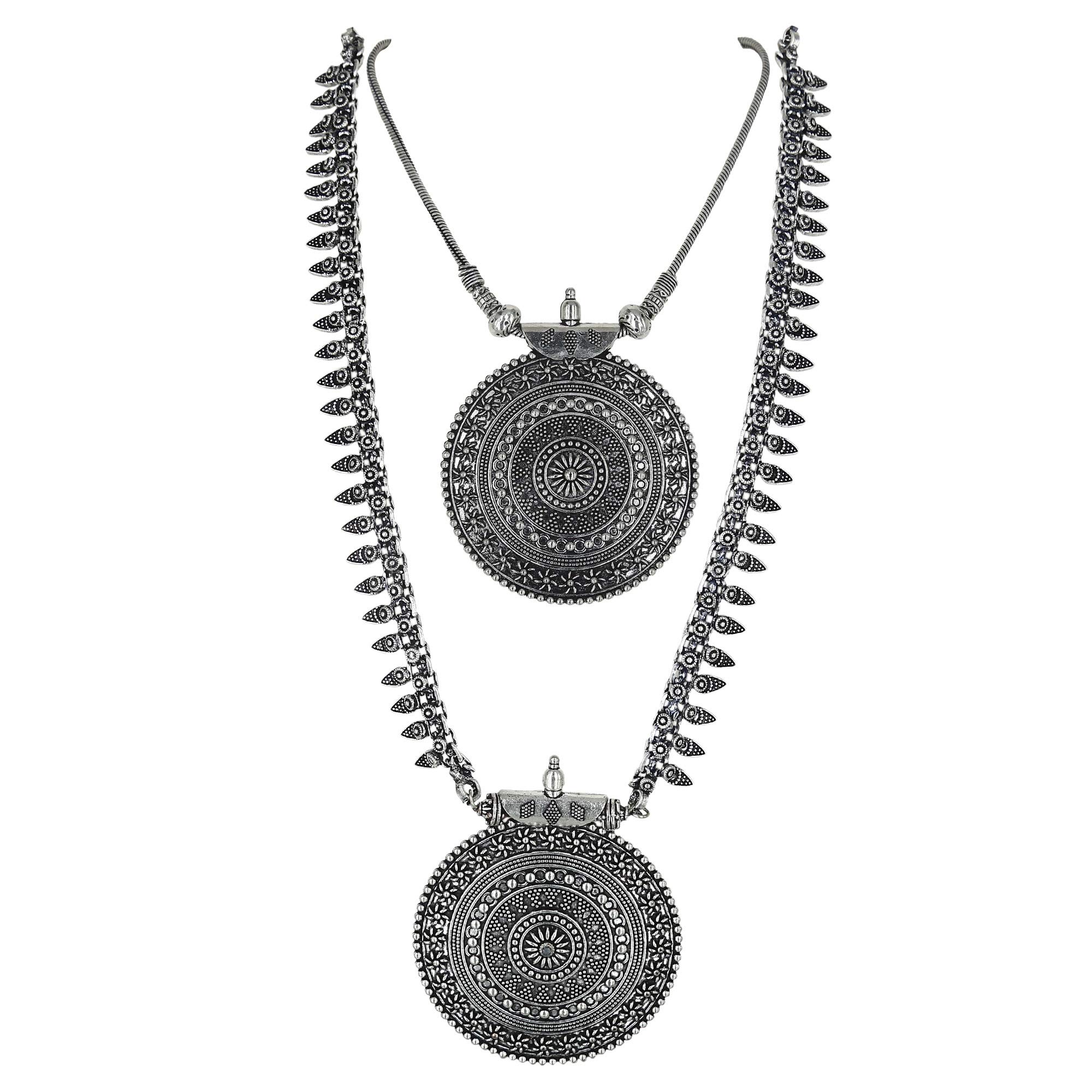 Sasitrends Oxidized German Silver Pendant Necklace with Long Haram for Women and Girls (B07XHMDTWF) Amazon Price History, Amazon Price Tracker