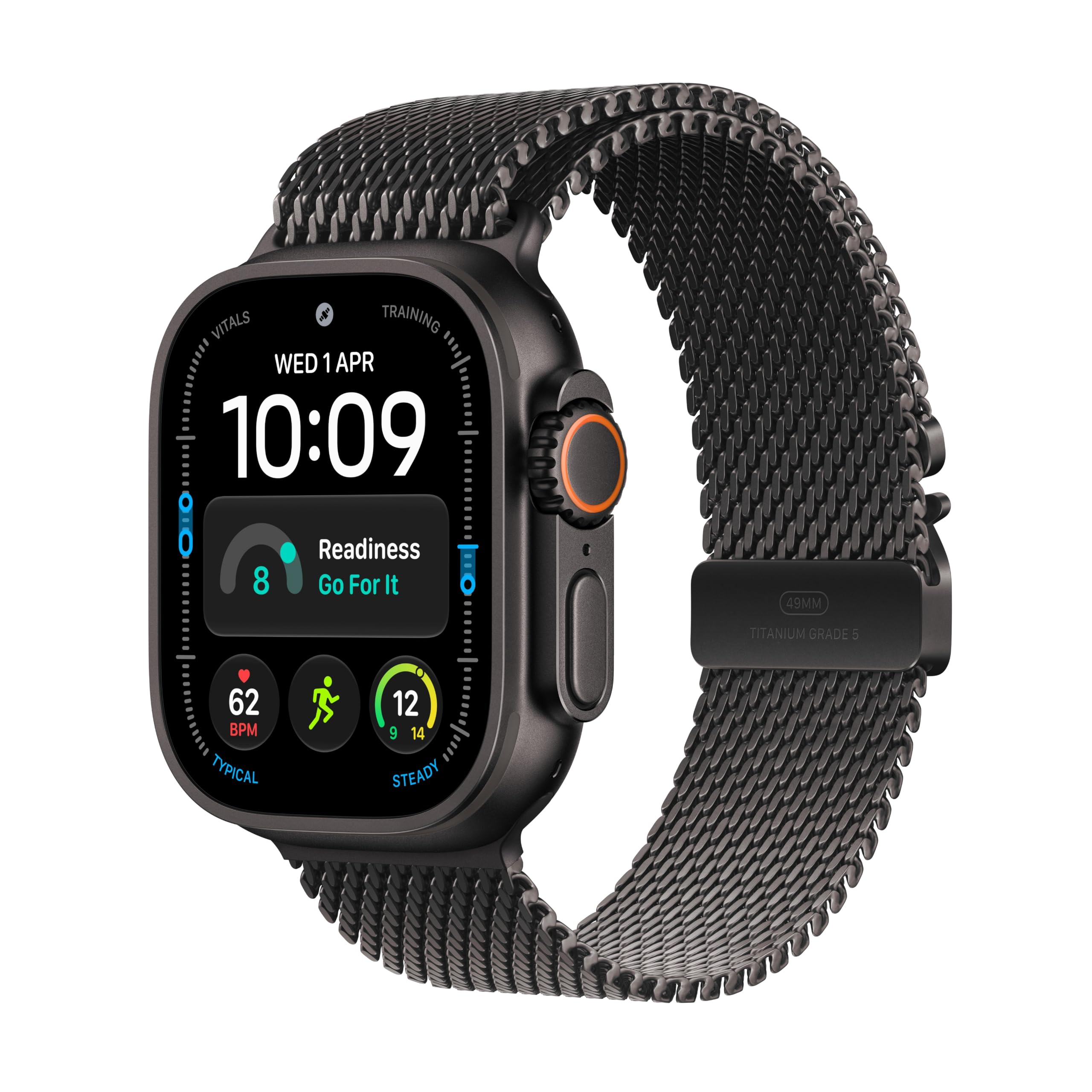 Apple Watch Ultra 4 GPS + Cellular 49mm Smartwatch Black Titanium Case | Black Titanium Milanese Loop - M. Advanced Health + Fitness Tracking, 2+ Day Battery