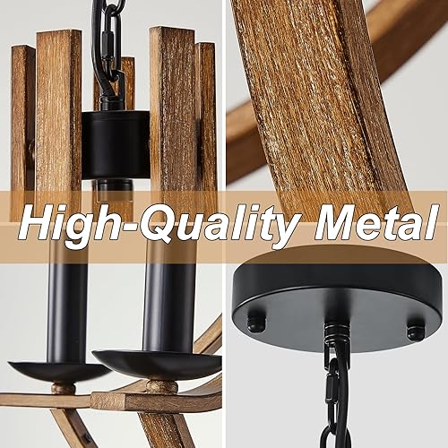 Miniatura 4 de Candelabro de madera de granja de 22 pulgadas, moderno, vintage, estilo vela, con acabado de madera, metal, industrial, retro, rústico, negro, para